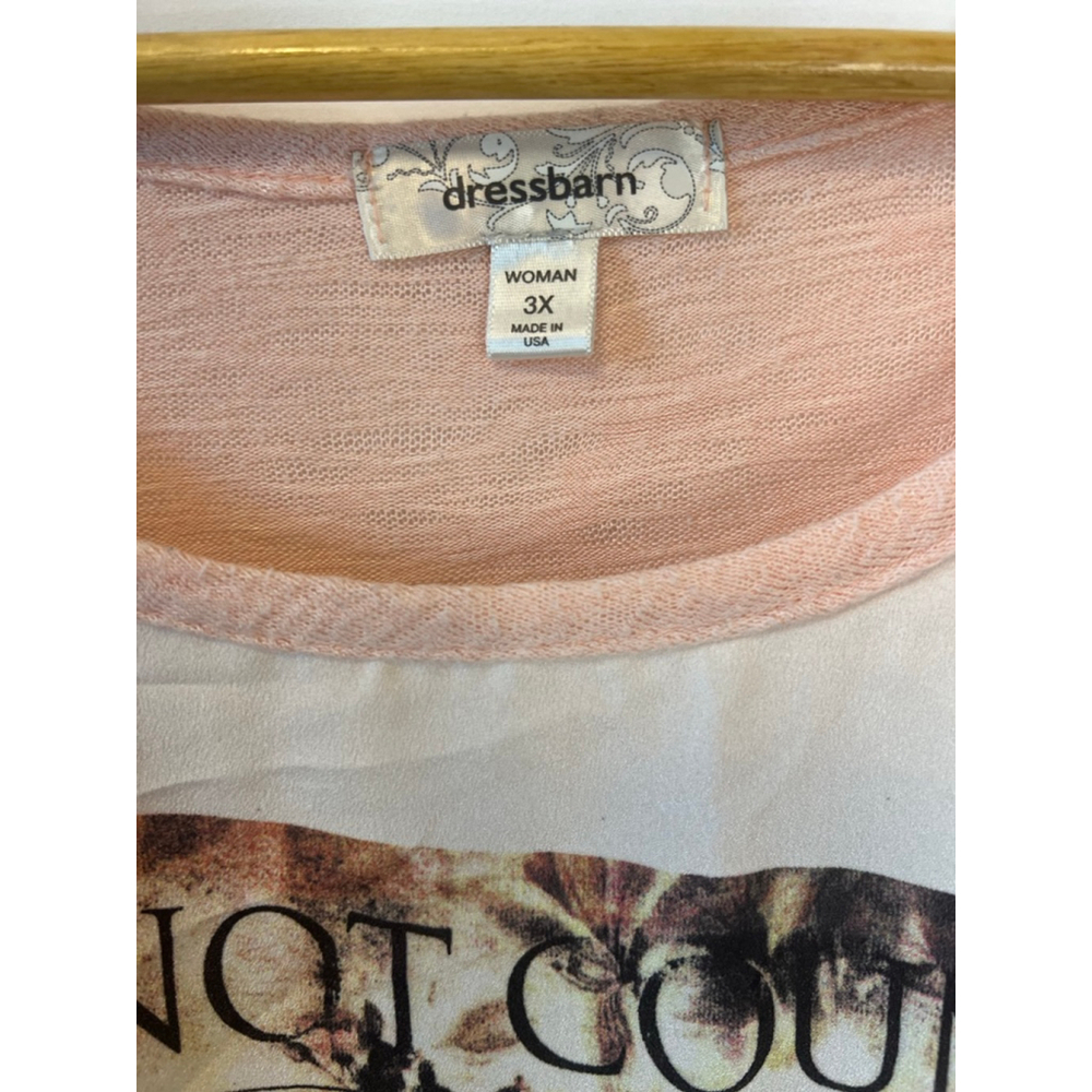 Dressbarn 3X Floral Graphic Tee Pink Lightweight Plus Size Boho Top - Picture 11 of 11
